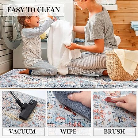 Boho Farmhouse Non Slip Washable Kitchen Area Rug Sets 3