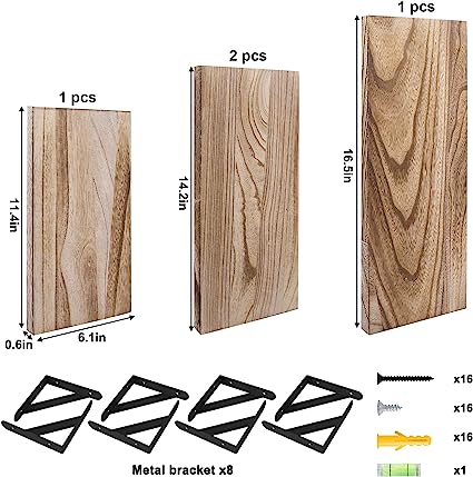 4 Sets of Wall Mounted Shelf for Bathroom Decor, Bedroom, Living Room and Plants (Carbonized Black)
