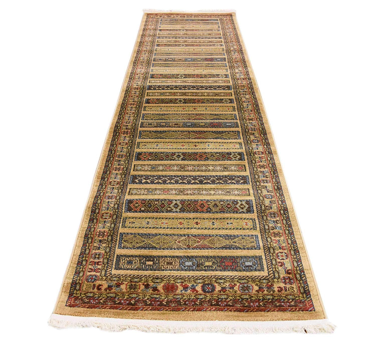 Tribal Pattern Tan Navy Blue Soft Area Rug