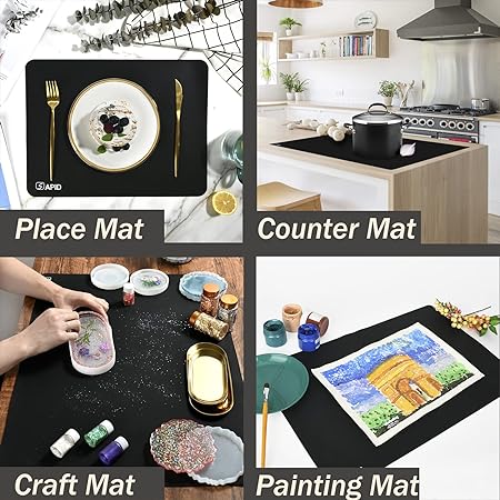 Thick Washable Heat Resistant Extra Large Silicone Mat 36" x 24" Black, Sapid