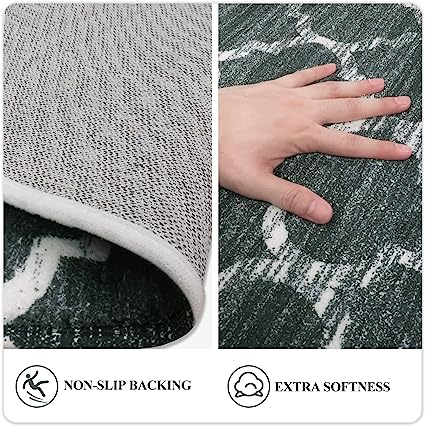 Moroccan Distressed Non-Slip Washable Throw Area Rug - (2’X 3’, Blue)