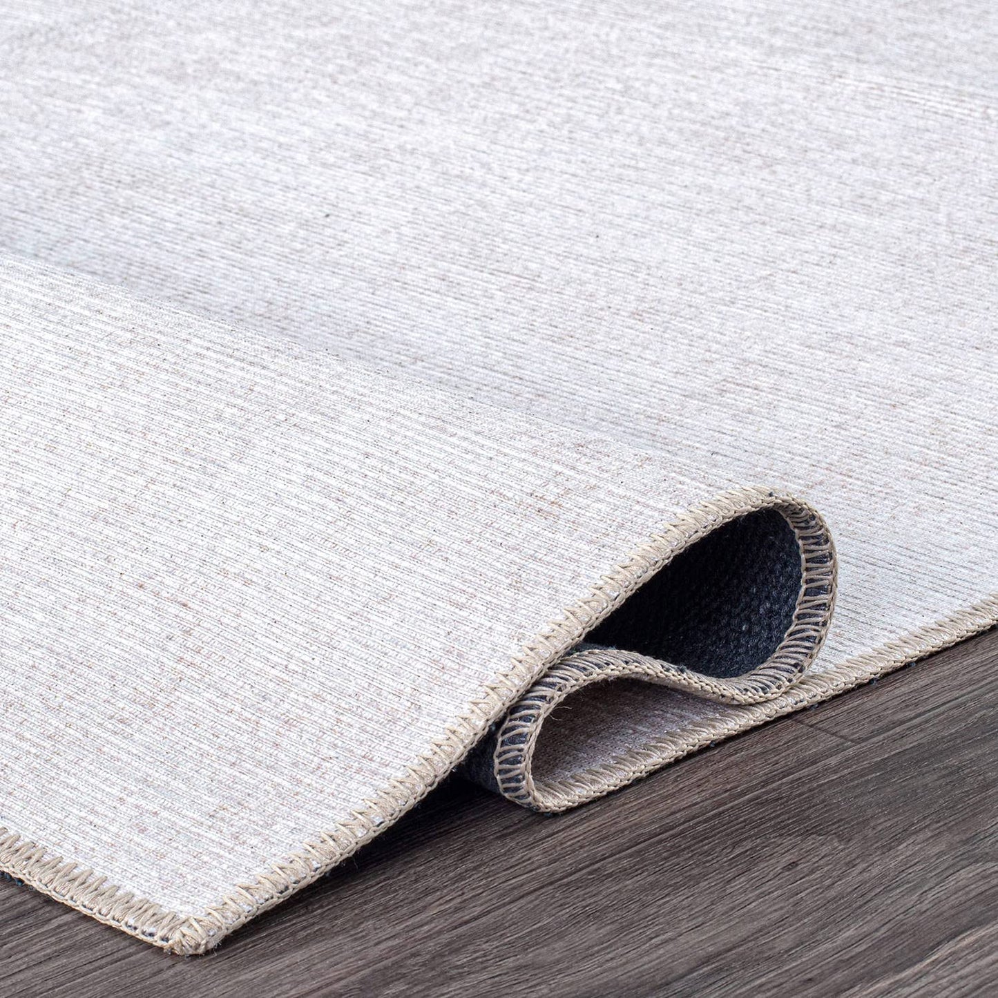 Contemporary Solid Stain Resistant Flat Weave Eco Friendly Premium Recycled Machine Washable Area Rug 10'x14' Cream