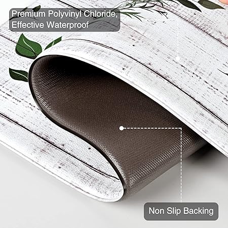 2 PCS Floral Cushioned Anti-Fatigue Kitchen Rugs, Kitchen Mats for Kitchen Floor Laundry Office