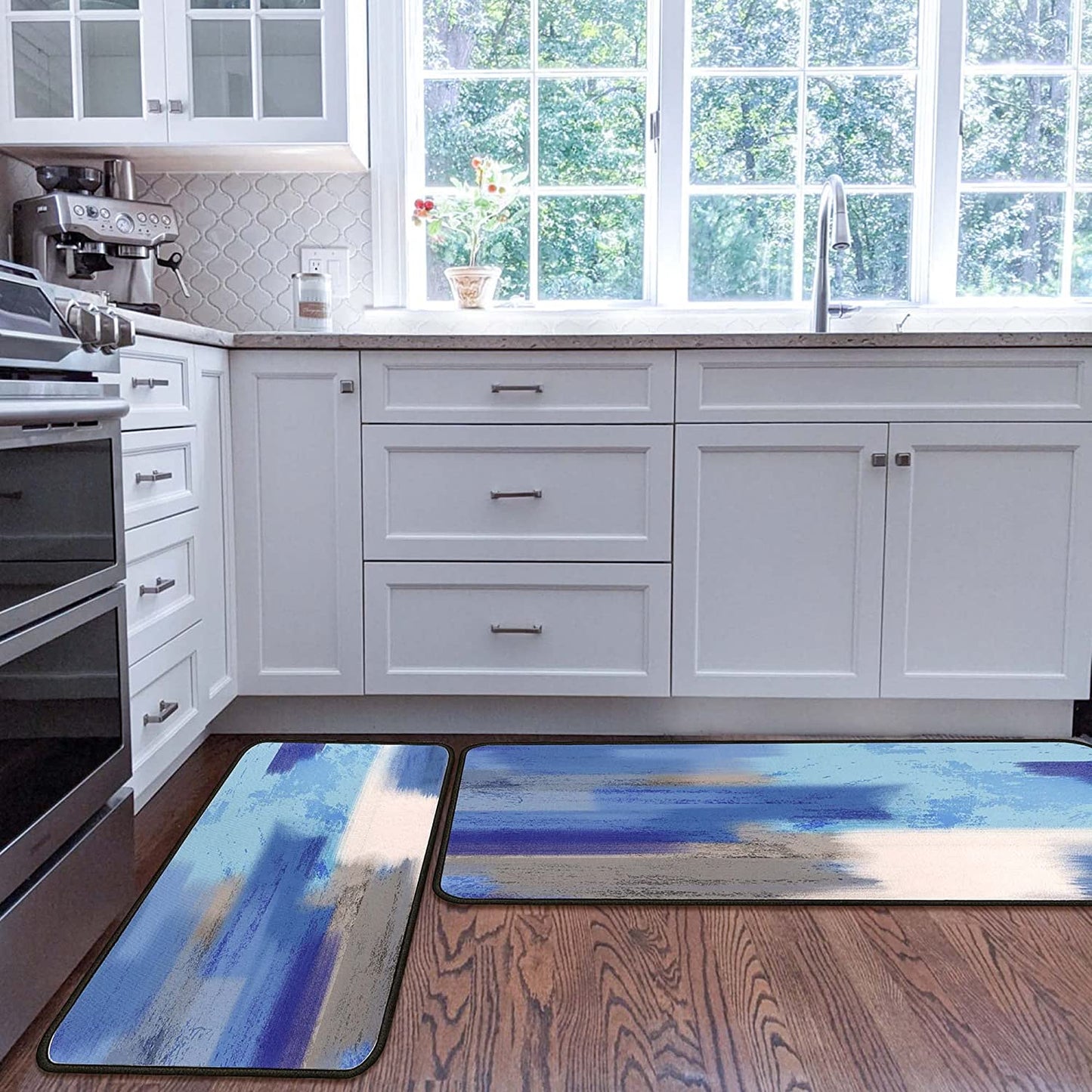 Set of 2 Non-Slip Backing Washable Doormat - 17x47.2 and 17x30 inches.