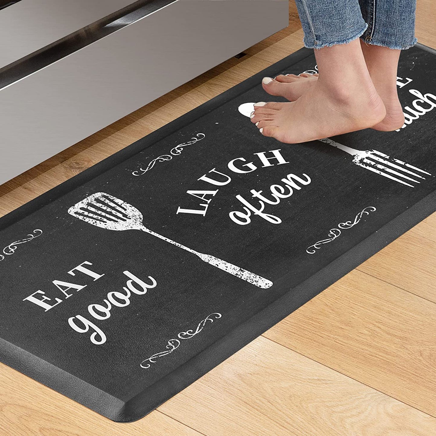1/2 Inch Thick Cushioned Anti Fatigue Waterproof Kitchen Rug, 17.3"x28"- Grey