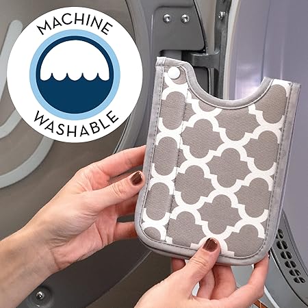 Microfiber Kitchen Faucet Sink Mat Drip and Splash Catcher with Snap Fastener, Absorbent and Reversible, 15 Inch x 5.5 Inch, White Trellis