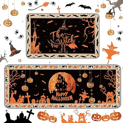 Halloween Rugs Witch Skeleton Pumpkin Rug, 7 x 29 Inch, 17 x 47 Inch (Classic Style)