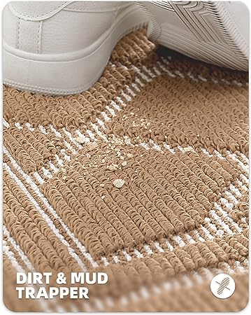 22"x 37.5" Front Boho Non Slip Indoor Entrance Low Profile Machine Washable Door Mat