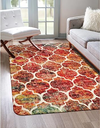 Moroccan Distressed Non-Slip Washable Throw Area Rug - (2’X 3’, Blue)