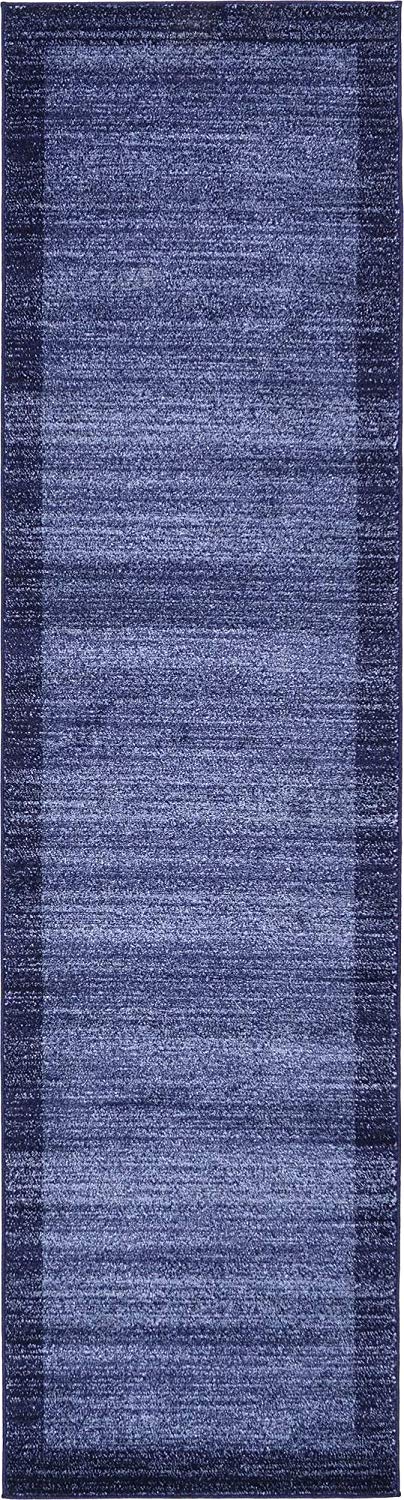 Contemporary Bordered Soft Navy Blue Area Rug
