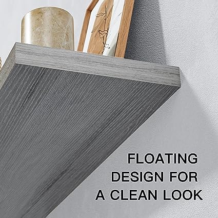 Large, 24 x 9 Inch Wall Floating Shelves Set of 2, White - AMFS06