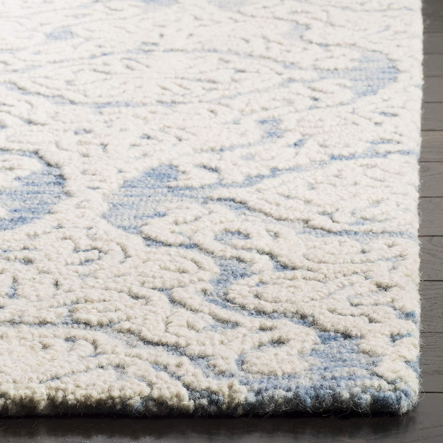 Blossom Collection BLM112B Handmade Premium Wool Soft Area Rug Beige / Ivory