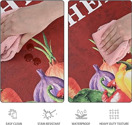 Chef Kitchen Rugs Sets of 2, 17 x 47 + 17 x 30 Inch