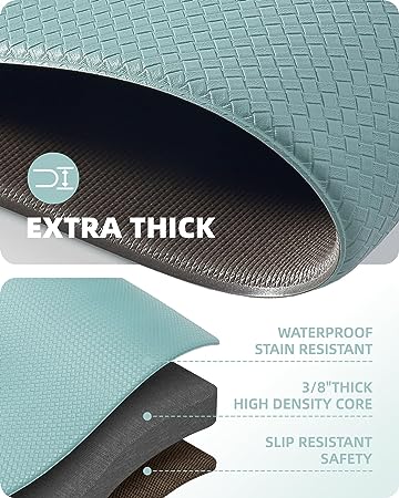 Cushioned Anti-Fatigue Kitchen Mat, Non Skid Waterproof Comfort Standing Kitchen Rugs and Mats, Memory Foam Kitchen mat, 17"x79", Black