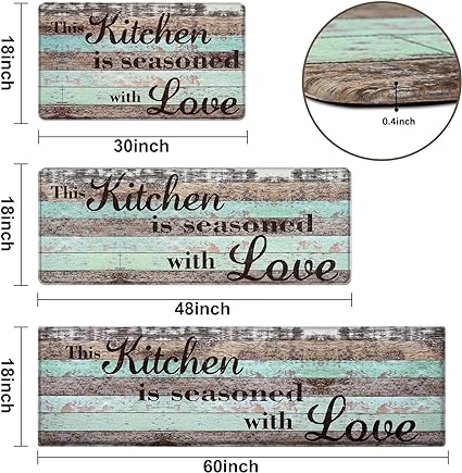 Anti Fatigue Cushioned Washable Kitchen Rug 2 Piece, 17 x 47 and 17 x 30 Inches
