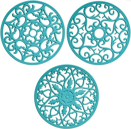 Silicone Pot Holder Non Slip Trivets Heat Resistant Mats Countertops Set of 3 (Black)