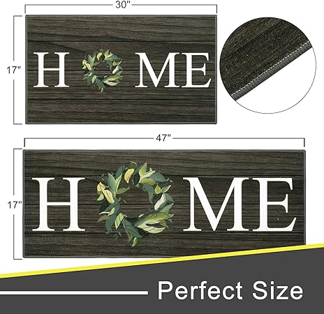 Washable Non-Skid Kitchen Rugs Floor Mats for Home Farmhouse Office, Durable Hallway Laundry Runner Rug Sink Area Rug (18"x29"+18"x47")-Home Design