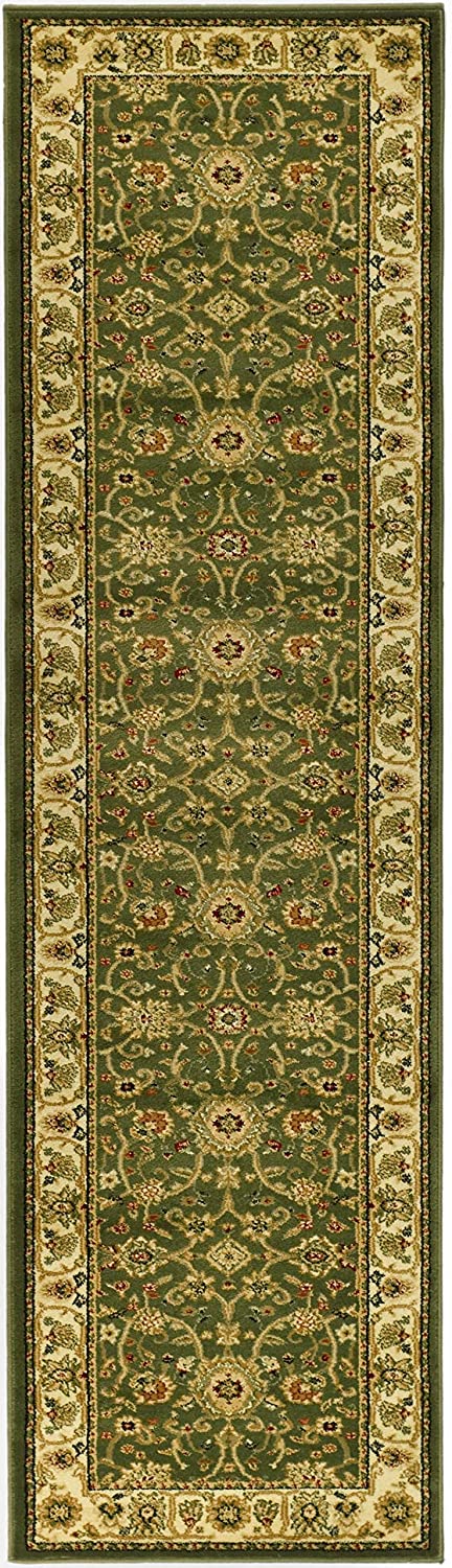 Lyndhurst Collection Traditional Oriental Non-Shedding Stain Resistant Living Room Bedroom Soft  Area Rug Sage / Ivory