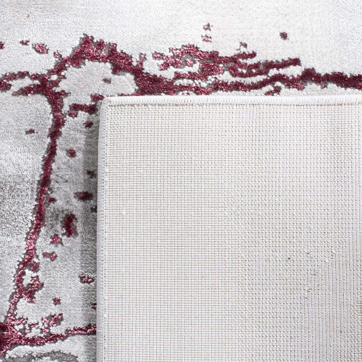 Modern Abstract Area Rug, Grey/Wine