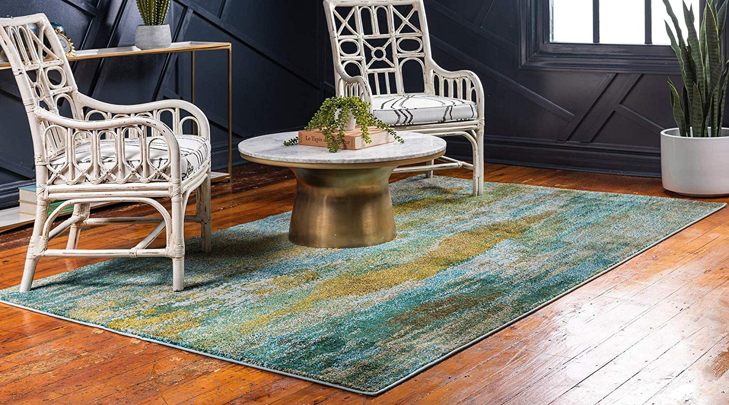Bright Abstract Torquoise Soft Area Rug