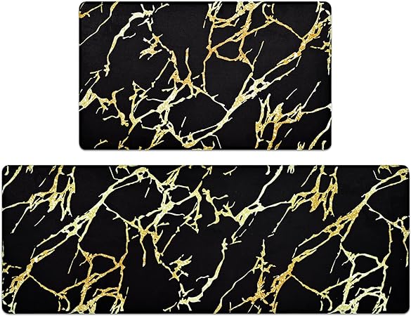 Cushioned Anti-Fatigue Waterproof Non-Slip Kitchen Mats and Rugs, 17''x47'' + 17''x30''