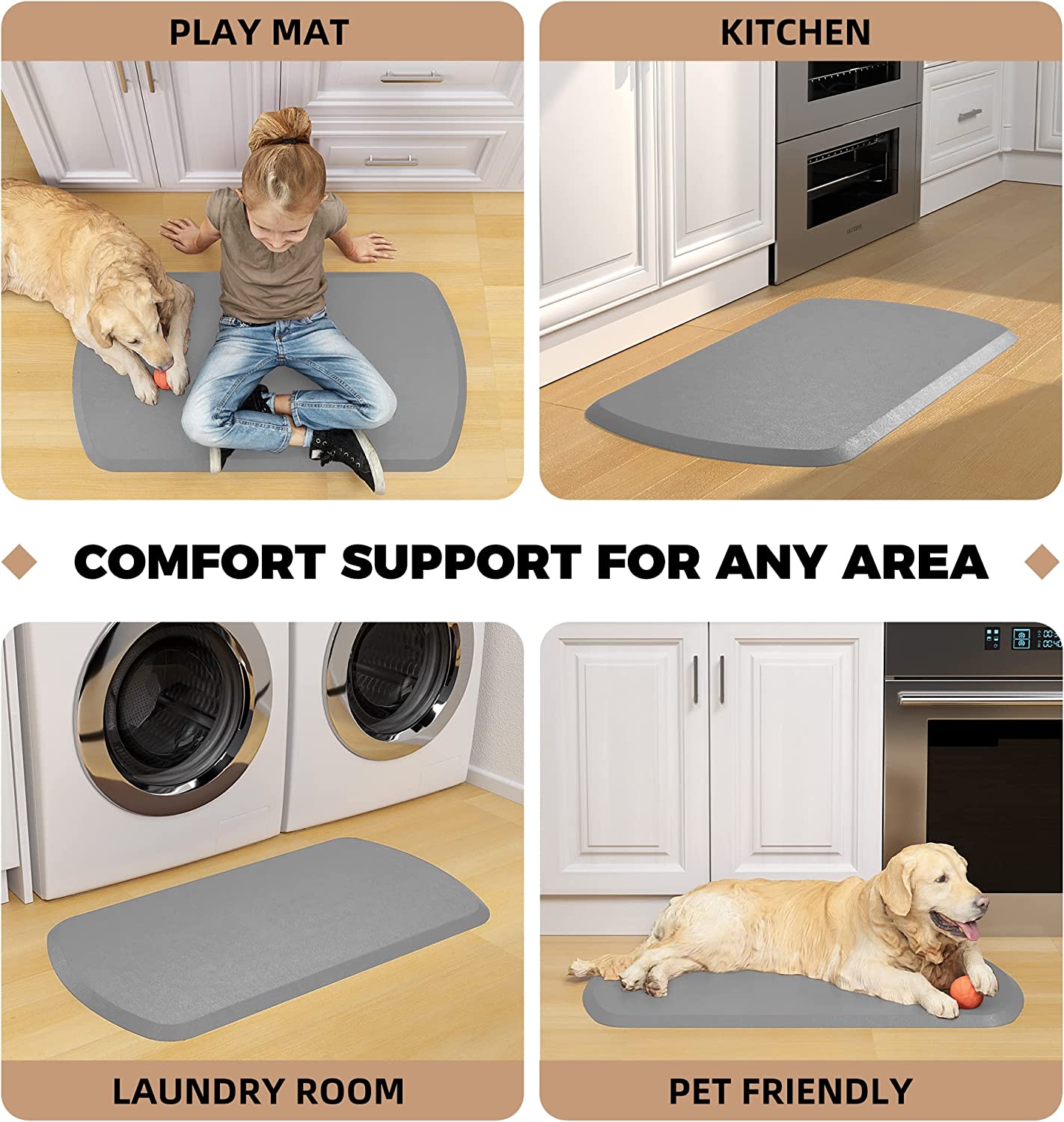 1/2 Inch Thick Cushioned Anti Fatigue Waterproof Kitchen Rug,17.3"x28"- Black