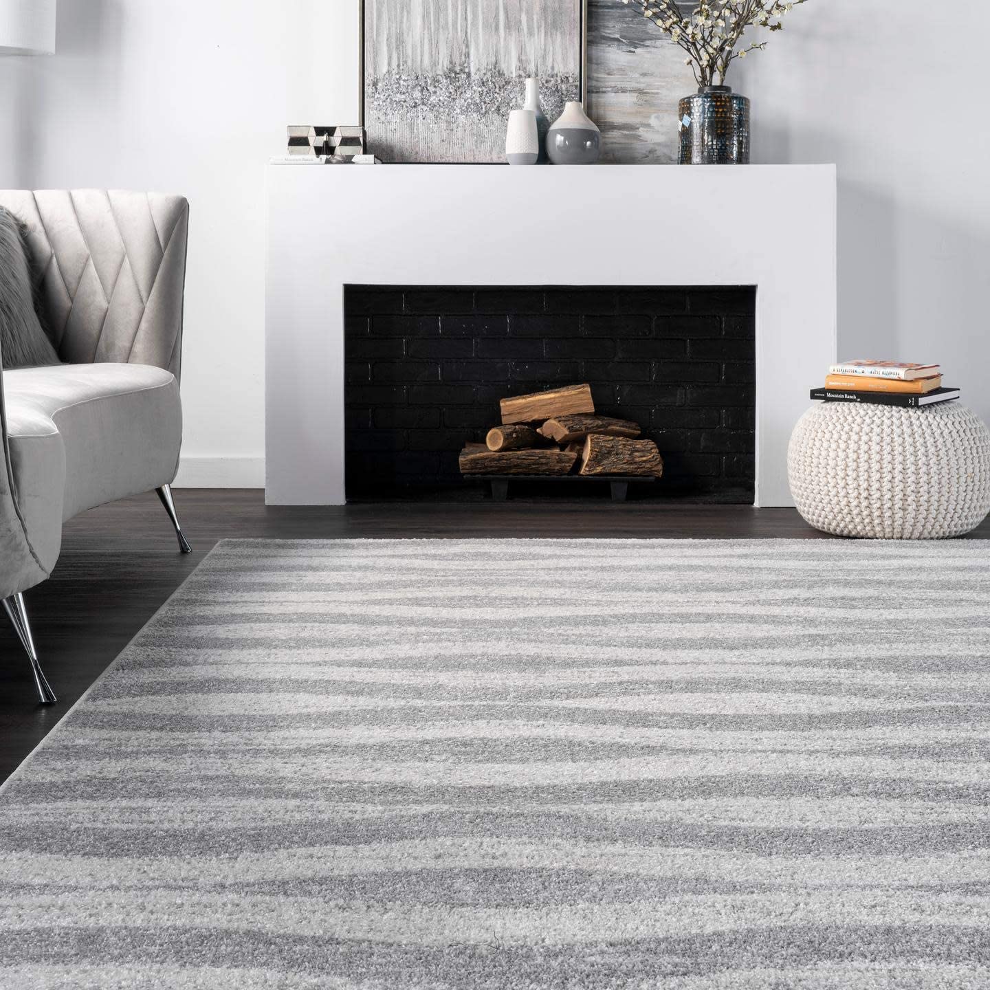 Contemporary Area Rug, Grey