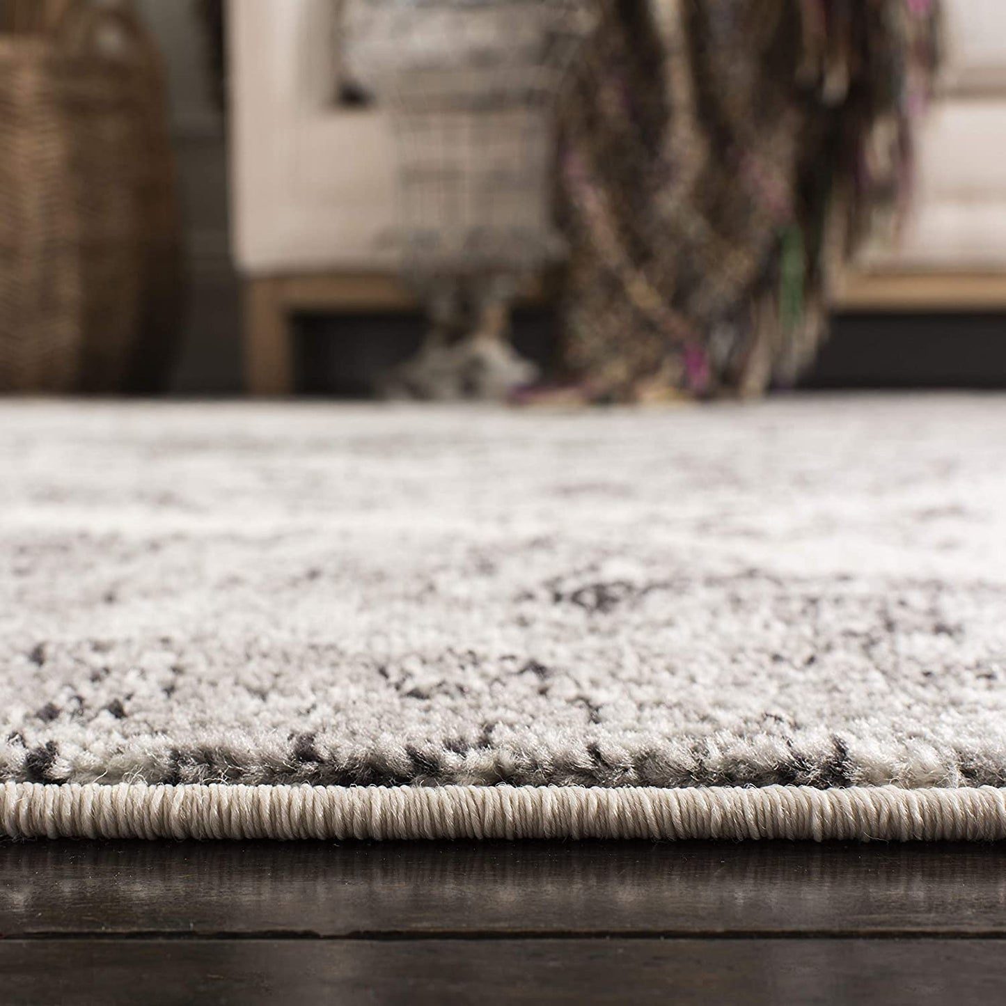 Floral Cream/ Silver Soft Area Rugs