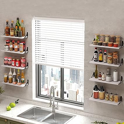 4.7in Rustic Wood Wall Floating Shelves Set of 8 (Dark Carbonized Black)