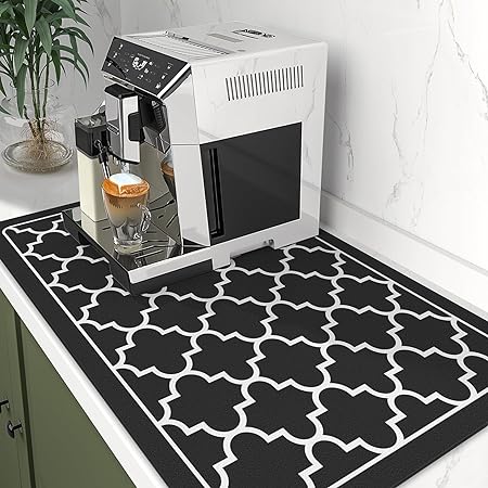 Dish Drying Mat Super Absorbent Drying Mat Large Dish Drying Mats for Kitchen Counter Easy clean Dish Mat Kitchen Drying Mat 15"x 18" Black