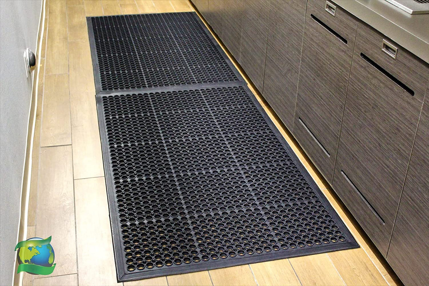 Anti Fatigue Rubber Floor, Restaurant Kitchen Drainage, Durable Non-Slip Bar, Utility Indoor Outdoor Wet Area Mat - 24" x 36"