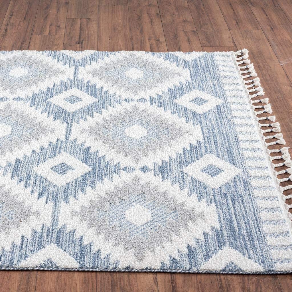 Ibiza Collection Blue Moroccan Soft Area Rug