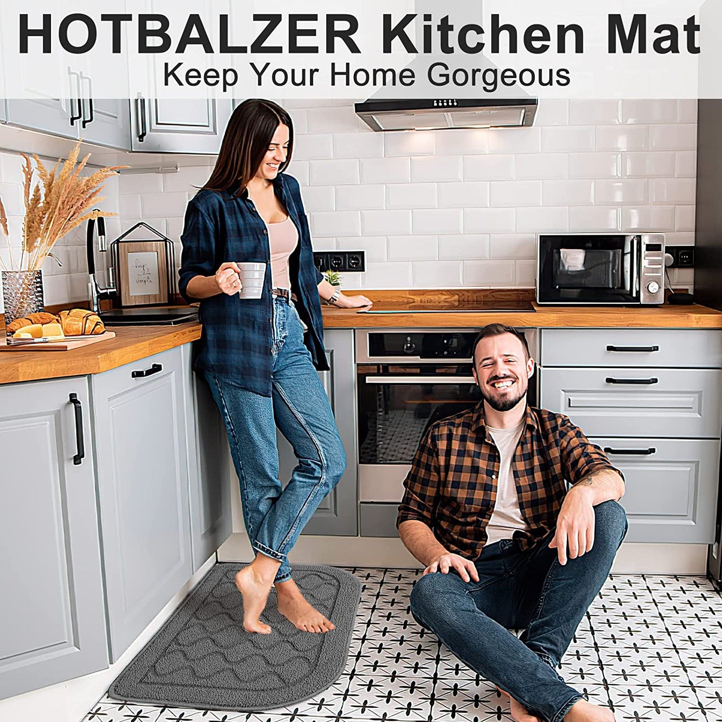 18×27 Inch Made of 100% Polypropylene Non Skid Washable Kitchen Rug