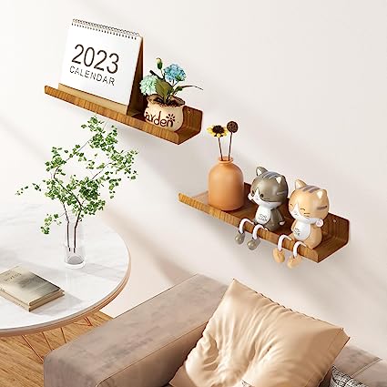 15" Acrylic Floating Clear Acrylic Shelves for Wall Storage, Set of 2