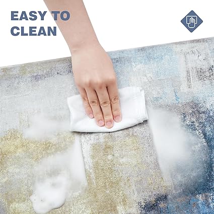 Modern Art Non Slip, Abstract Painting Cushioned Anti Fatigue, Waterproof Kitchen Mats, 18'' x 48'' + 18'' x 30''