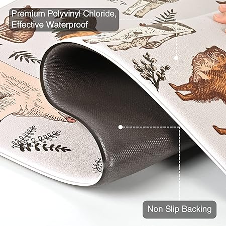 2 PCS Floral Cushioned Anti-Fatigue Kitchen Rugs, Kitchen Mats for Kitchen Floor Laundry Office