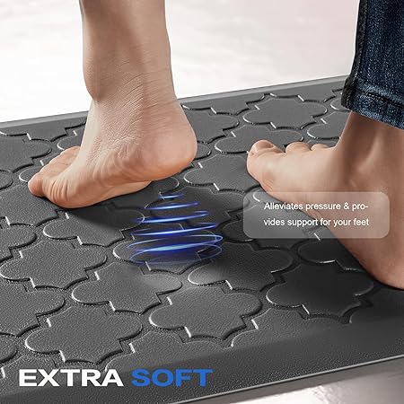 1/2 Inch Non Slip Cushioned Anti Fatigue Comfort Waterproof Standing Desk Mat, (17.3"x30" Black)