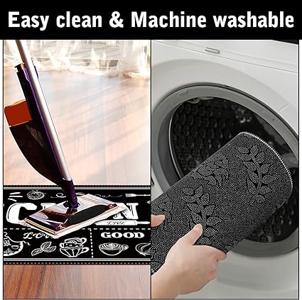 Non Skid Thick Black Kitchen Rugs and Mats Stain Resistant Anti Fatigue Microfiber Floor Non Slip Backing Mat, 15.7" x 47.2", 15.7" x 23.6" (Home)