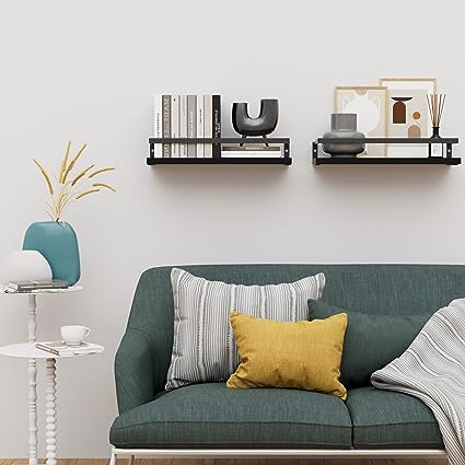 Home Decor Floating Shelves with Towel Bar/Hooks, (Gold-White)