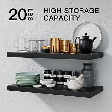 Large, 24 x 9 Inch Wall Floating Shelves Set of 2, White - AMFS06