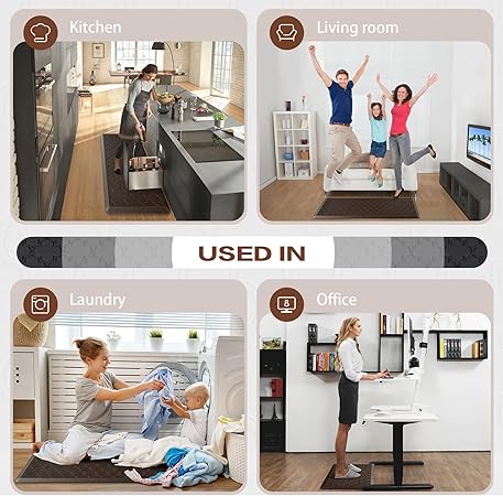 1/2 Inch Non Slip Cushioned Anti Fatigue Comfort Waterproof Standing Desk Mat, (17.3"x30" Black)