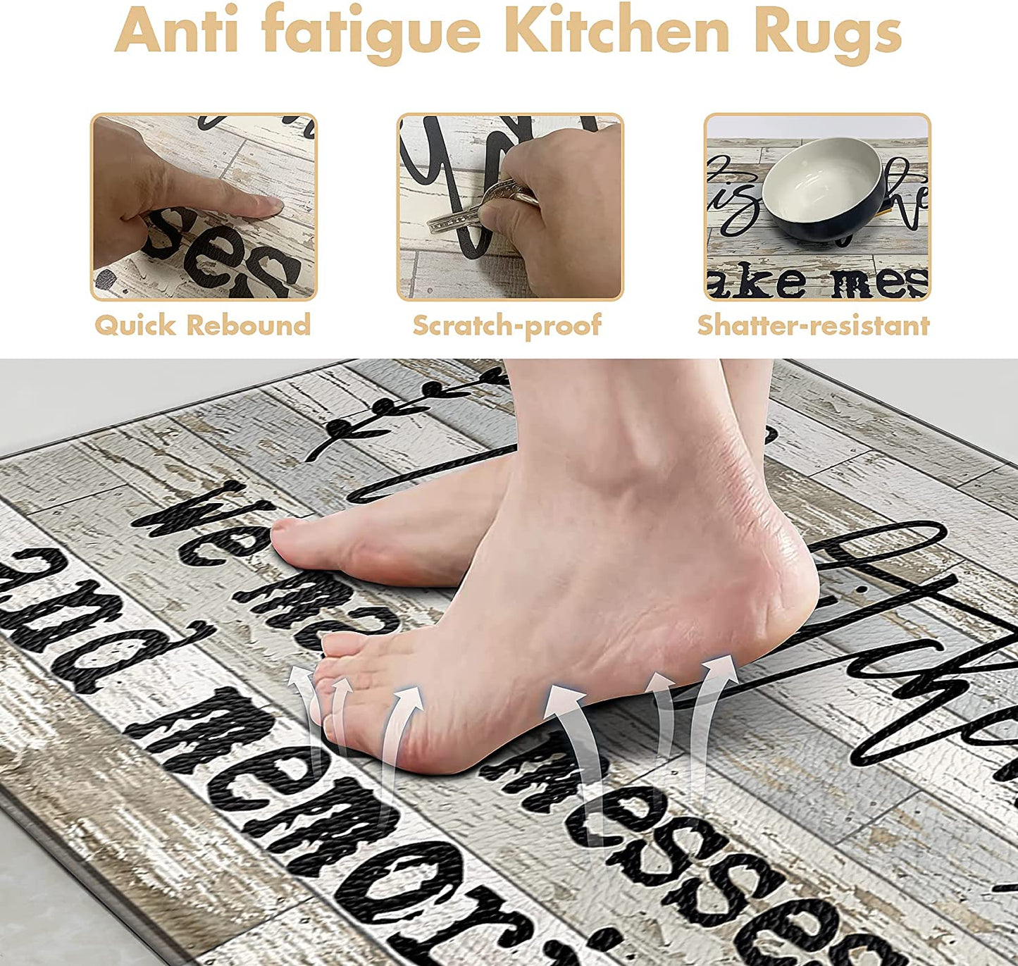 Set of 2, Anti-Fatigue Non-Slip , Waterproof Standing, Kitchen Floor Mats