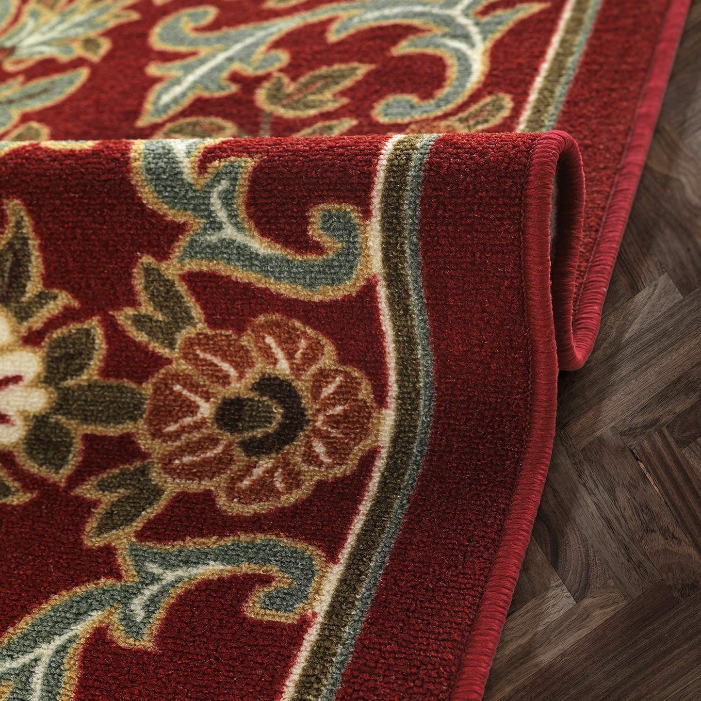 Modern Floral Area Rugs Red