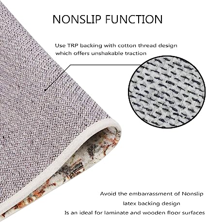 Floral Medallion Collection Round Non-Slip Distressed Vintage Accent Throw Area Rug