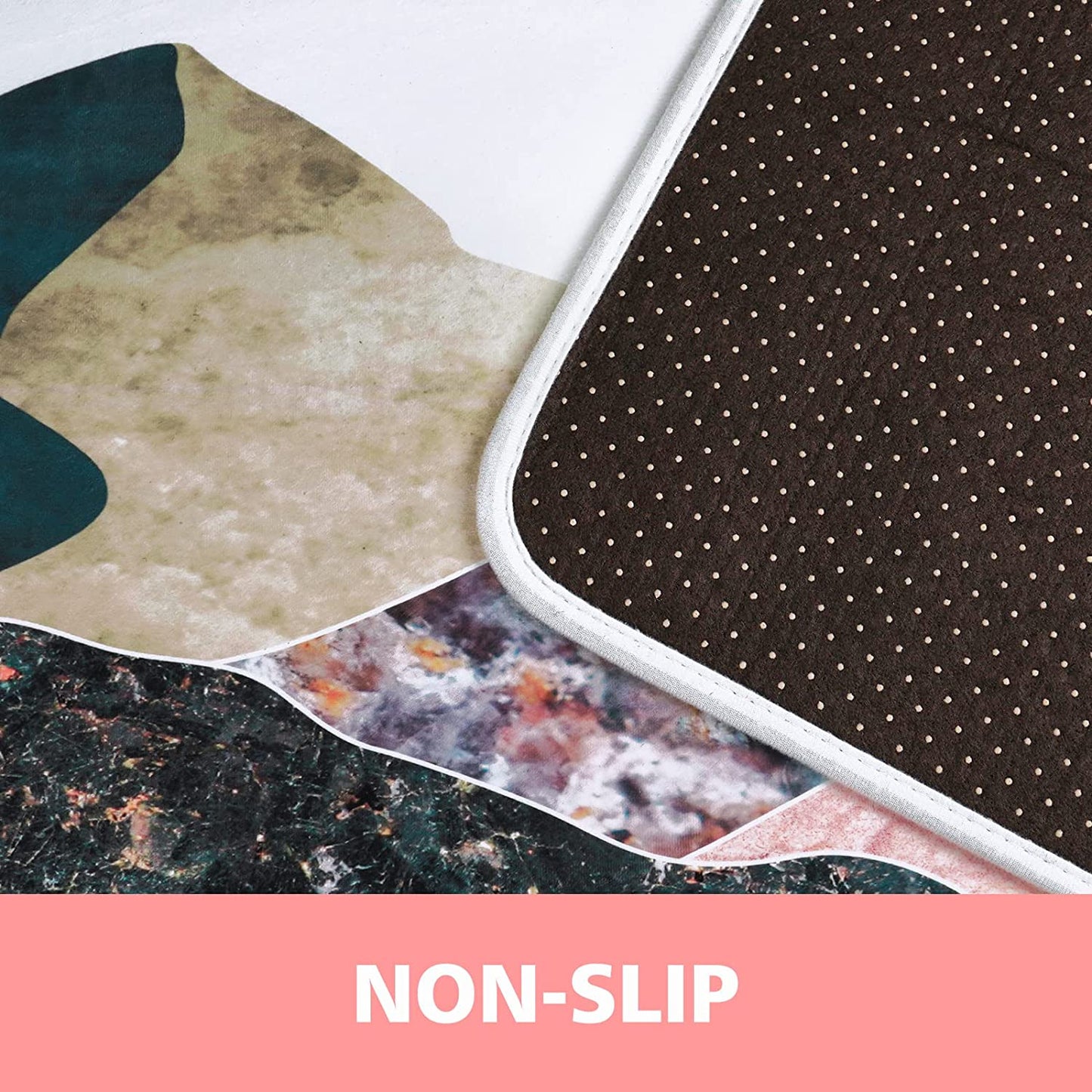 2 PCS Cushioned Floral, Flowers Anti Fatigue Kitchen Rugs - 18'' x 48'' + 18'' x 30''