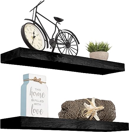 Set of 2 - Functional & Handmade Rustic Wooden Shelve (Dark Walnut, 36" Inch Long x 5.5 Inch Wide)