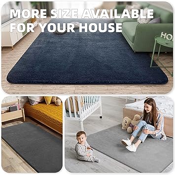 1.7x4 Feet Bedside Rugs Floor Rugs for Bedroom, Machine Washable Extra Soft Comfortable Carpet for Bedroom, Non-Slip Small Area Rug for Kids Puppy Home Decor Aesthetic, Beige