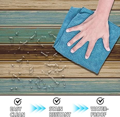 Set of 2, Anti-Fatigue Cushioning Comfortable Standing Teal Turquoise Abstract Marble Design Kitchen Mats