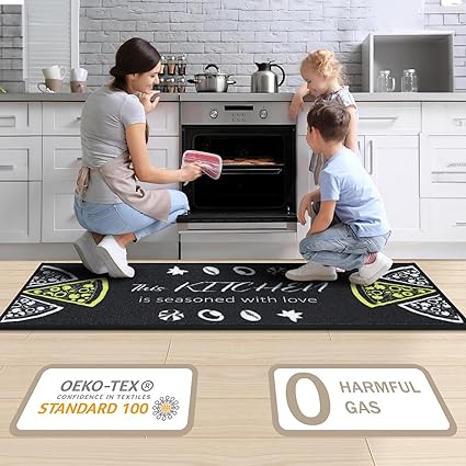 Sets of 2,Washable Non Slip Super Absorbent Kitchen Rugs and Mats, 17x48 Inch+17X24 Inch