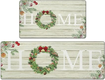 Farmhouse Anti Fatigue Kitchen Mats for Floor 2 Piece Set Cushioned Kitchen Rugs